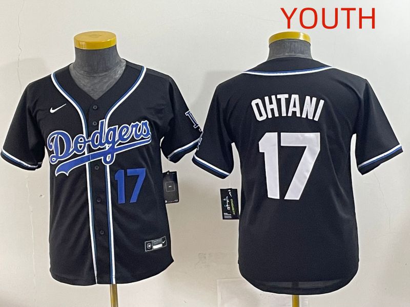 Youth 2025 Los Angeles Dodgers 17 Ohtani Black Three generations Fashion Nike MLB Jersey style 2